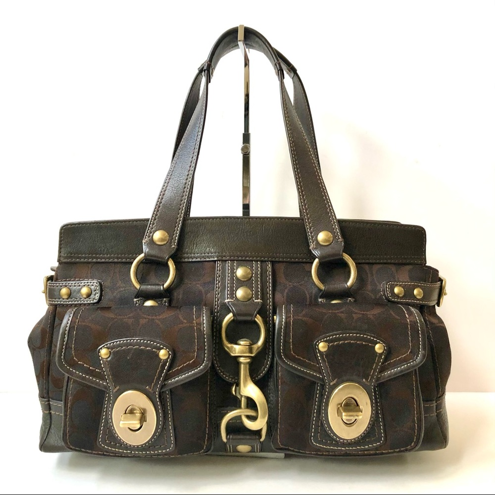 Coach Brown Satchel with Gold Accents